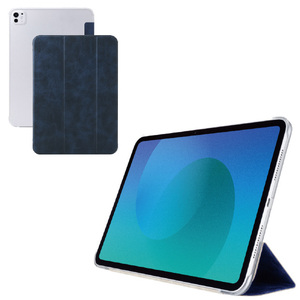エレコム 11インチiPad Pro(M4)用フラップケース 薄型軽量 背面クリア 2アングル ネイビー TB-A25PMWVNV-イメージ2