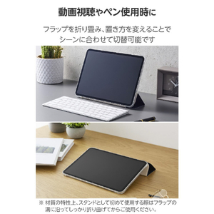 エレコム 11インチiPad Pro(M4)用フラップケース 薄型軽量 背面クリア 2アングル ネイビー TB-A25PMWVNV-イメージ4
