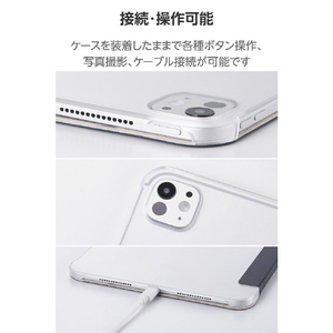 エレコム 11インチiPad Pro(M4)用フラップケース 薄型軽量 背面クリア 2アングル ネイビー TB-A25PMWVNV-イメージ8