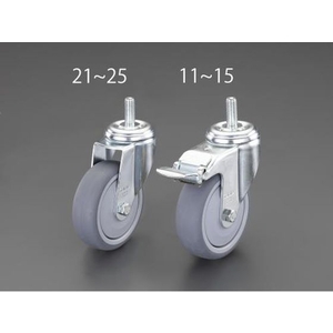 エスコ キャスター 自在金具 ねじ・ブレーキ付 100mm M12 FCY8946-EA986GQ-13-イメージ1