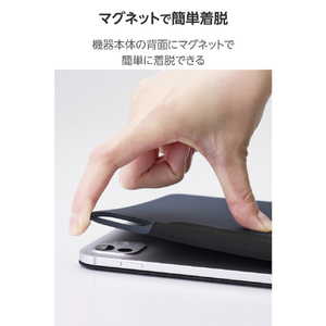 エレコム 11インチiPad Pro(M4)用フラップケース 超薄型 マグネット着脱 スリープ対応 ネイビー TB-A25PMWVPF2NV-イメージ4