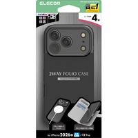 エレコム iPhone18 Pro用手帳型ケース 分離タイプ 極限 MAGKEEP ブラック PM-A26CPLSPKMBK