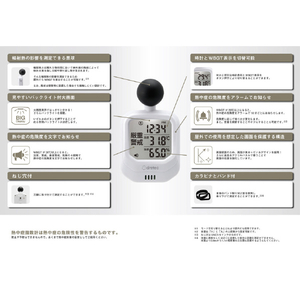 ドリテック 時計付黒球式熱中症指数計 ホワイト O-706WT-イメージ3