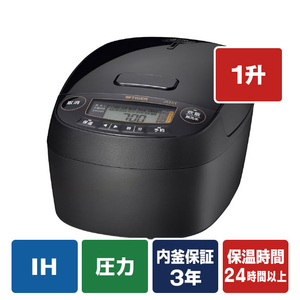 タイガー 圧力IHジャー炊飯器(1．0升) e angle select グロスブラック JPV-18E6KG-イメージ1