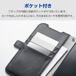 エレコム iPhone17 Pro用手帳型ケース 磁石付 耐衝撃 ハンドストラップ付 ブラック PM-A25CPLFY4BK-イメージ5