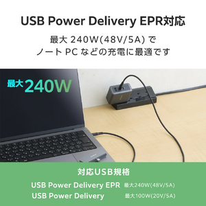 エレコム USB2．0ケーブル(USB Type-C(TM) - USB Type-C/240W/高耐久) ブラック MPA-CCPES20BK-イメージ5