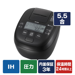 タイガー 圧力IHジャー炊飯器(5．5合) e angle select ご泡火炊き マットブラック JPI-10E6KM-イメージ1