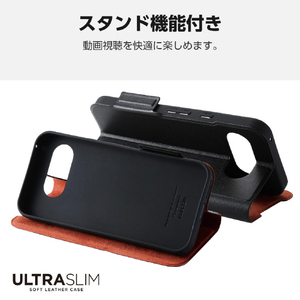 エレコム Google Pixel 9a用ソフトレザーケース 薄型 磁石付 ブラック PM-P251PLFUBK-イメージ5