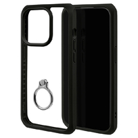 ラスタバナナ iPhone 15 Pro用ハイブリッドケース TPU×アクリル 衝撃吸収リング付き ブラック×クリア 7691IP361PHB