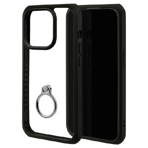 ラスタバナナ iPhone 15 Pro用ハイブリッドケース TPU×アクリル 衝撃吸収リング付き ブラック×クリア 7691IP361PHB-イメージ1