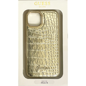 GUESS iPhone 14用クロコ調 背面ケース ゴールド GUHCP14SHGCRHD-イメージ1