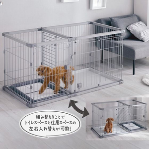 ペティオ 犬用 トイレのしつけが出来る ドッグルームサークルPlus グレー ワイド FCE972X-W27672-イメージ3
