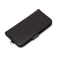 PGA iPhone 15用フリップカバー カーボン調ブラック PG-23AFP04BK