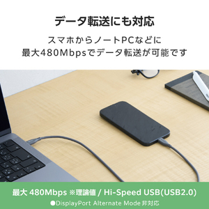 エレコム USB2．0ケーブル(USB Type-C(TM) - USB Type-C/240W/なめらか) グレー MPA-CCPESS10GY-イメージ7