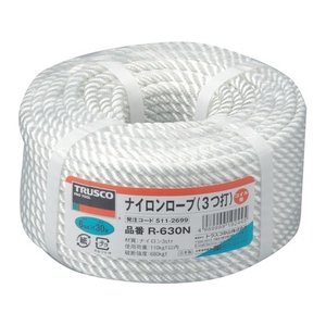 トラスコ中山 ナイロンロープ 3つ打 線径6mm×長さ30m FC624GS-5112699-イメージ1