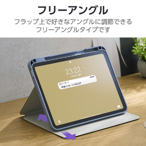 エレコム iPad(A16) フラップケース 衝撃吸収 Pencil収納 スリープ対応 ブルーグレー TB-A25RSABG-イメージ7