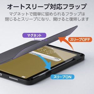 エレコム iPad(A16) フラップケース 衝撃吸収 Pencil収納 スリープ対応 ブラック TB-A25RSABK-イメージ6