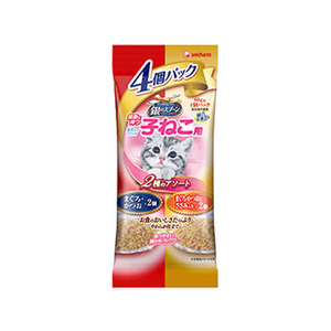 ユニ・チャーム 銀のスプーン パウチ 健康に育つ子ねこ用 2種のアソート 60g×4個 FC34928-イメージ1