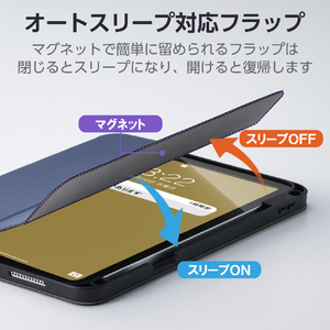 エレコム iPad(A16) フラップケース 衝撃吸収 Pencil収納 スリープ対応 ブラック TB-A25RSANV-イメージ6