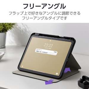 エレコム iPad(A16) フラップケース 衝撃吸収 Pencil収納 スリープ対応 ブラック TB-A25RSANV-イメージ7