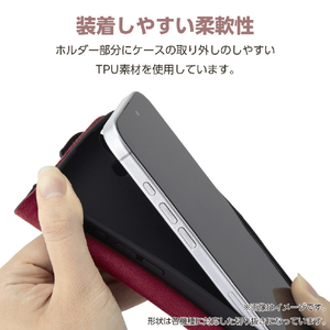 エレコム Google Pixel 9a用ソフトレザーケース 磁石付 耐衝撃 ハンドストラップ付 ブラック PM-P251PLFY4BK-イメージ7