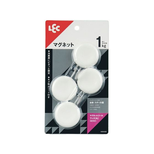 レック マグネットツールフック (丸) 4個入 ホワイト FC164PA-H00428-イメージ2