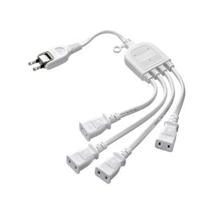 サンワサプライ ACアダプタ専用電源延長コード（4分岐・2P・4個口） ホワイト TAP-EX4WN-イメージ1