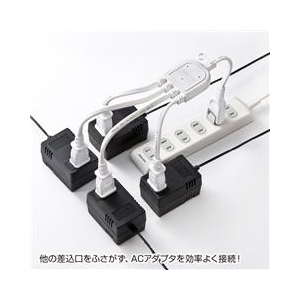 サンワサプライ ACアダプタ専用電源延長コード（4分岐・2P・4個口） ホワイト TAP-EX4WN-イメージ2