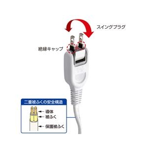 サンワサプライ ACアダプタ専用電源延長コード（4分岐・2P・4個口） ホワイト TAP-EX4WN-イメージ3