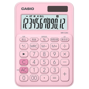 カシオ カラフル電卓 ペールピンク MW-C20C-PK-N-イメージ1
