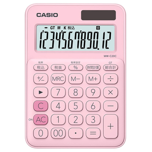 カシオ カラフル電卓 ペールピンク MW-C20C-PK-N カシオ カラフル電卓 ペールピンク MW-C20C-PK-N