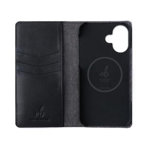 ABBI SIGNATURE iPhone 16用LIPARI イタリアンレザー MagSafe対応ダイアリーケース ブラック ABS27347I16-イメージ2
