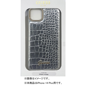 GUESS iPhone 14 Plus用クロコ調 背面ケース シルバー GUHCP14MHGCRHS-イメージ1