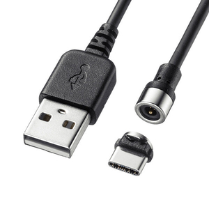 サンワサプライ Magnet脱着式USB Type-Cケーブル 1m ブラック KU-MMGCA1K-イメージ1