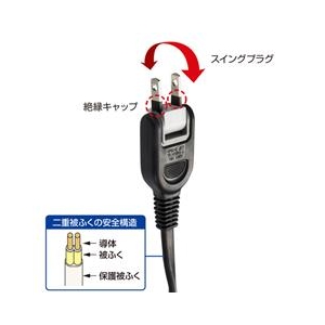 サンワサプライ ACアダプタ専用電源延長コード（2分岐・2P・2個口） ブラック TAP-EX2BKN-イメージ3