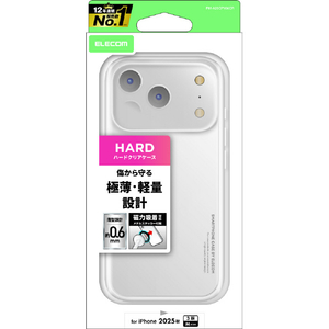 エレコム iPhone17 Pro用ハードケース 極薄 0．6mm メタルステッカー付 クリア PM-A25CPV06CR-イメージ1