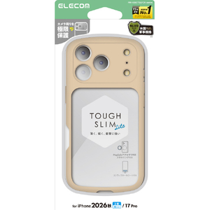 エレコム iPhone18 Pro用TOUGH SLIM LITE ハイブリッドケース フレームカラー 極限 ベージュ PM-A26CTSLFCKBE-イメージ1