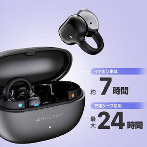 HACRAY イヤーカフ型オープンイヤー完全ワイヤレスイヤホン CuffAir メタルブラック HR-OE01MB-イメージ13