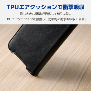 エレコム Google Pixel 9a用ソフトレザーケース 磁石付 耐衝撃 ステッチ ブラック PM-P251PLFYBK-イメージ2