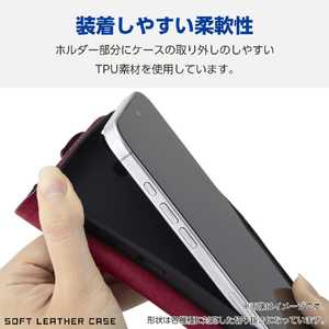 エレコム Google Pixel 9a用ソフトレザーケース 磁石付 耐衝撃 ステッチ ブラック PM-P251PLFYBK-イメージ6