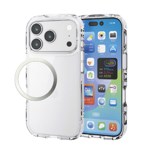エレコム iPhone17 Pro用TOUGH SLIM LITE ケース オールクリア メタルステッカー付 クリア PM-A25CTSLACR-イメージ2