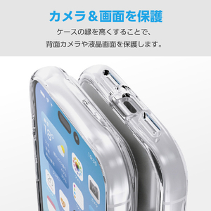 エレコム iPhone17 Pro用TOUGH SLIM LITE ケース オールクリア メタルステッカー付 クリア PM-A25CTSLACR-イメージ6