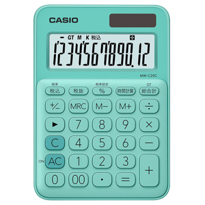 カシオ カラフル電卓 ミントグリーン MW-C20C-GN-N カシオ カラフル電卓 ミントグリーン MW-C20C-GN-N