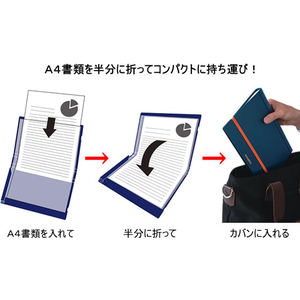 キングジム 二つ折りクリアーファイル コンパック A4 10ポケット ネイビー F034396-5894Hﾈｲ-イメージ5