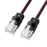 サンワサプライ つめ折れ防止カテゴリ6A細径メッシュLANケーブル(1m) ブラック&レッド KB-T6AME-01BKR