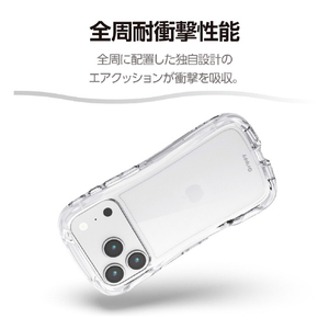 エレコム iPhone17 Pro用Grippy ハイブリッドケース オールクリア メタルステッカー付 クリア PM-A25CGRPACR-イメージ3