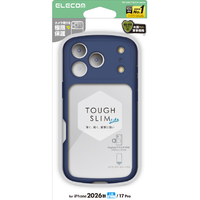 エレコム iPhone18 Pro用TOUGH SLIM LITE ハイブリッドケース フレームカラー 極限 ネイビー PM-A26CTSLFCKNV