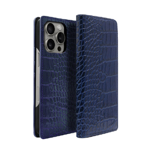 ABBI SIGNATURE iPhone 16 Pro用LIPARI イタリアンレザー MagSafe対応ダイアリーケース ネイビー ABS27351I16PR-イメージ1