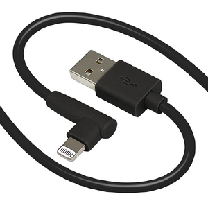 ラスタバナナ MFIライトニング柔らかケーブル L字型 2．4A(2m) ブラック R20CAAL2A04BK-イメージ1