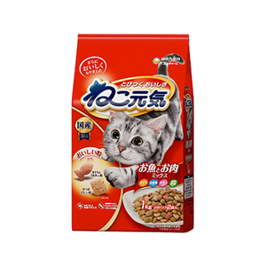 ユニ・チャーム ねこ元気 お魚とお肉ミックス まぐろ・白身魚・チキン・緑黄色野菜入り 1.0kg FC34933-イメージ1